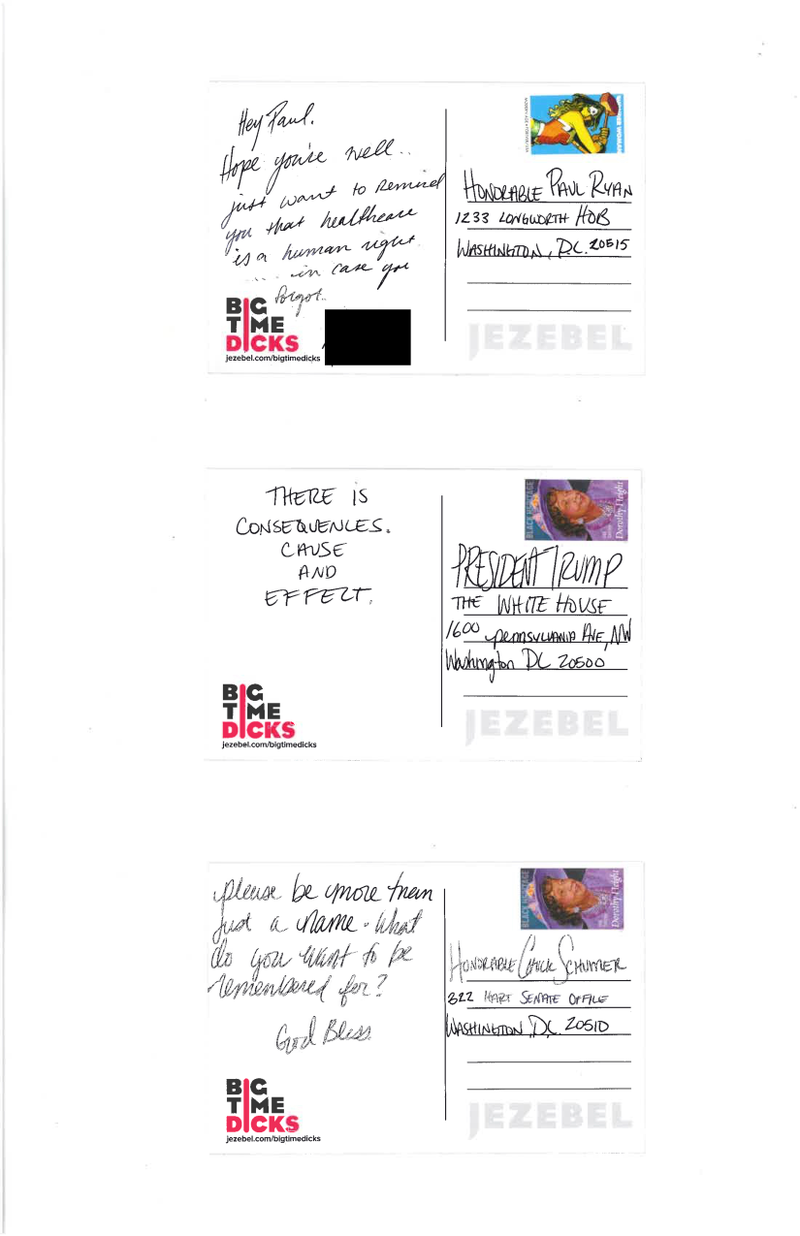 Illustration for article titled POST CARDS TO BIG TIME DICKS